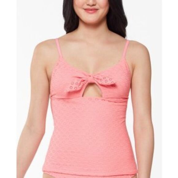 JESSICA SIMPSON Women S Coral Eyelet Tie Front Removable Cups Cutout Adjustable - Picture 1 of 3